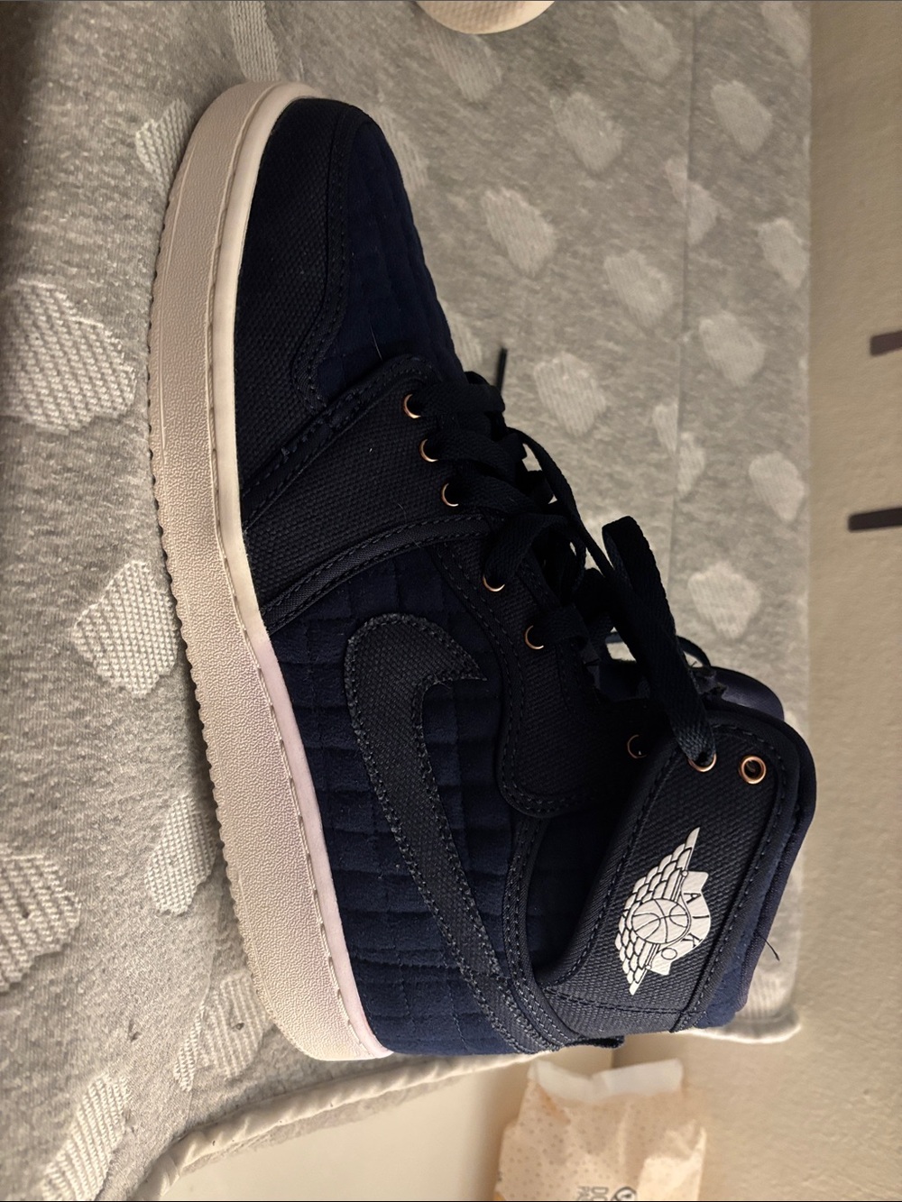 Jordan Men’s Navy and White High-Top Sneakers